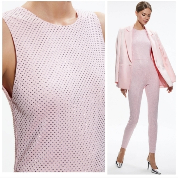 Alice + Olivia Pants - ALICE + OLIVIA  FREDDIE CREWNECK EMBELLISHED CATSUIT $595